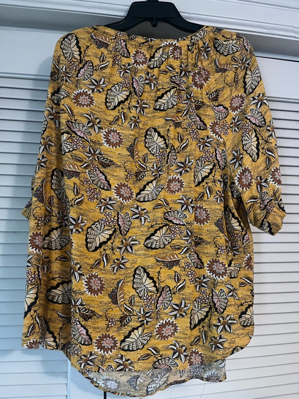 Ruby Rd. Mustard Floral Peasant Tunic - Picture 3 of 3
